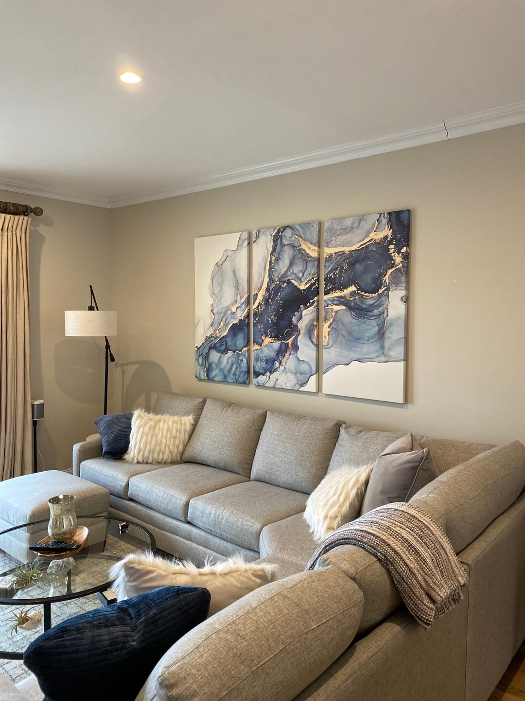 Customer photo review of Blue Large Abstract Canvas Wall Art Print Abstract Art Fluid Effect Marble Wall Art