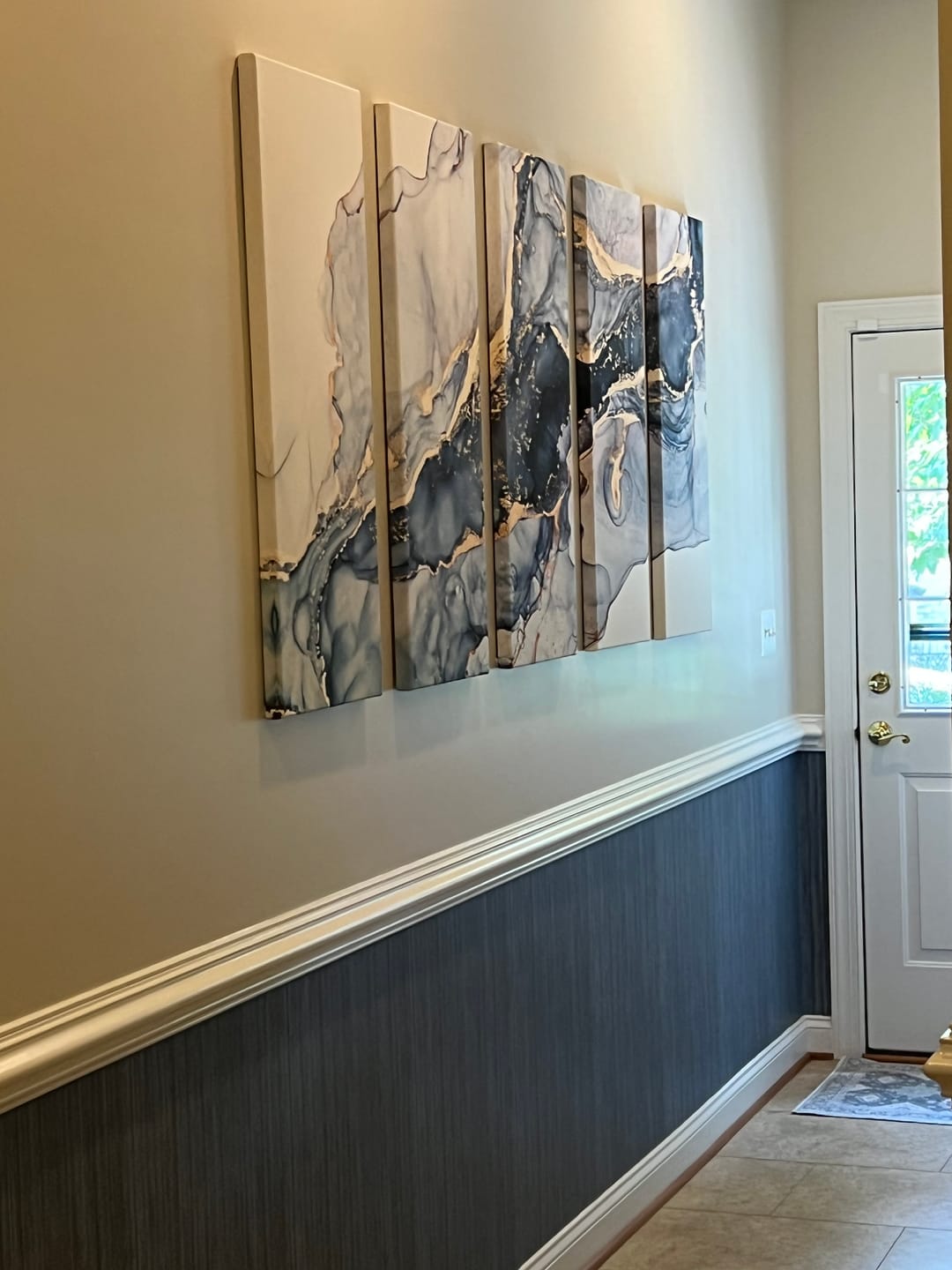 Customer photo review of Blue Large Abstract Canvas Wall Art Print Abstract Art Fluid Effect Marble Wall Art