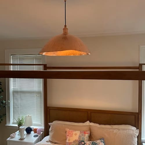 Customer photo review of Hammered Solid Copper Dome Pendant Light, Ceiling Light