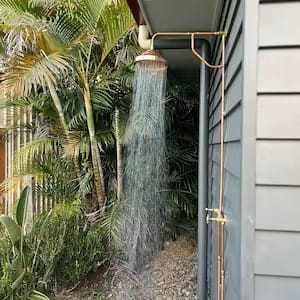 Customer photo review of Unlacquered Solid Copper Rain Shower Head, Large Round Handcrafted Vintage Showerhead, Works Outdoor
