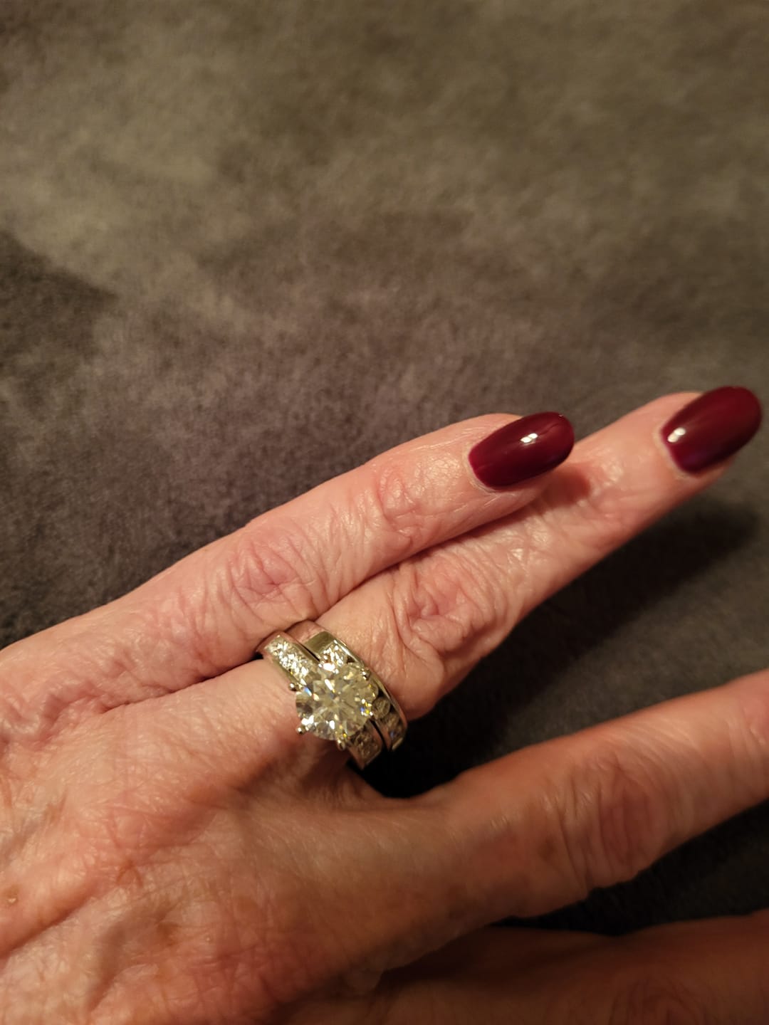 Customer photo review of Round Cut Moissanite Channel Set Engagement Ring