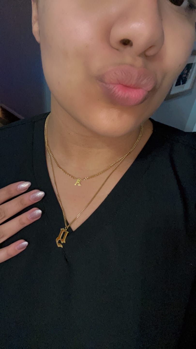 Customer photo review of Cuban Initial Necklace