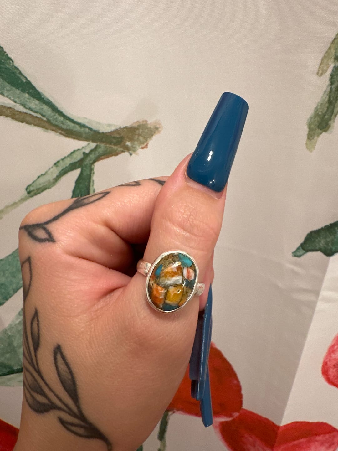 Customer photo review of Oyster Copper Turquoise Ring Sterling Silver