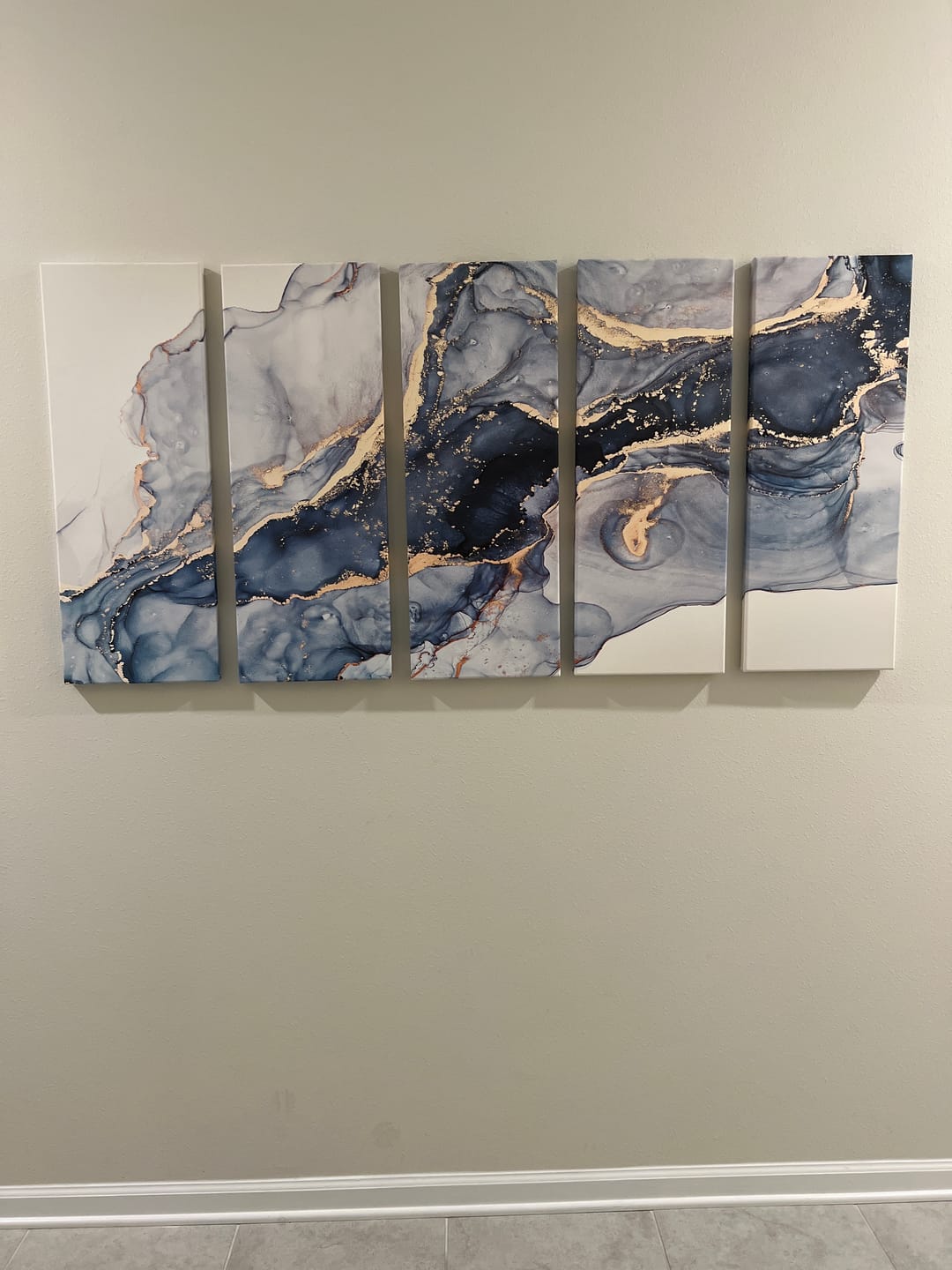 Customer photo review of Blue Large Abstract Canvas Wall Art Print Abstract Art Fluid Effect Marble Wall Art