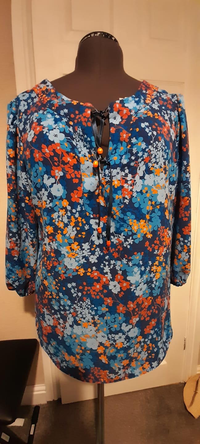 Customer photo review of Blossoming Flowers Polyester Crepe Fabric