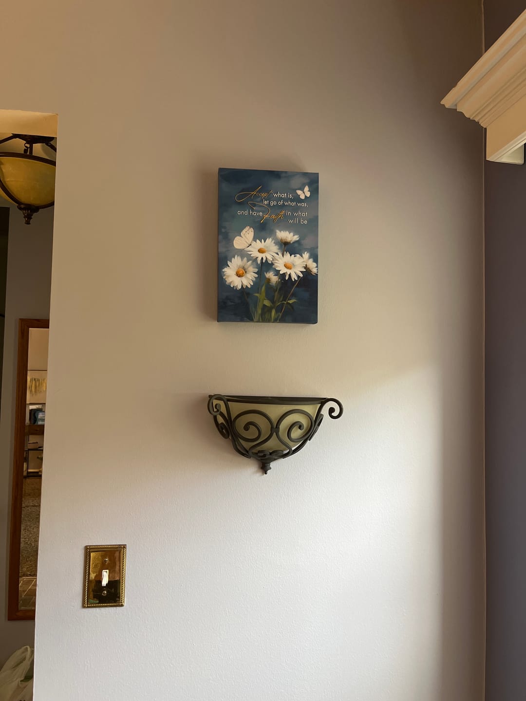 Customer photo review of Accept What is Let Go of What Was, Daisies and Butterflie, Christian Wall Art Canvas