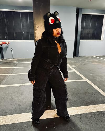 Christina S. review of THE VILLAIN MOTO JACKET (BLACK DENIM) image 1 out of 1