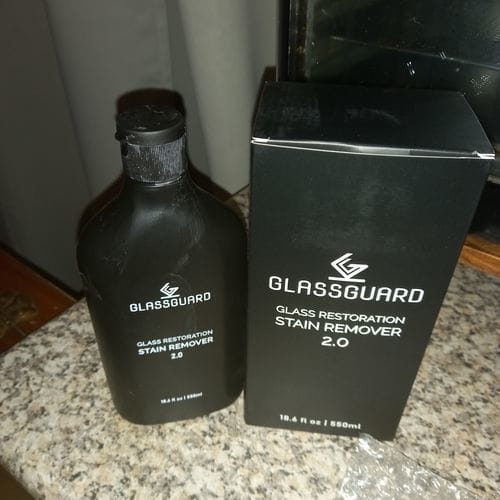 Customer photo review of GLASSGUARD™ Glass Stain Remover + Drill Scrubbing Pads