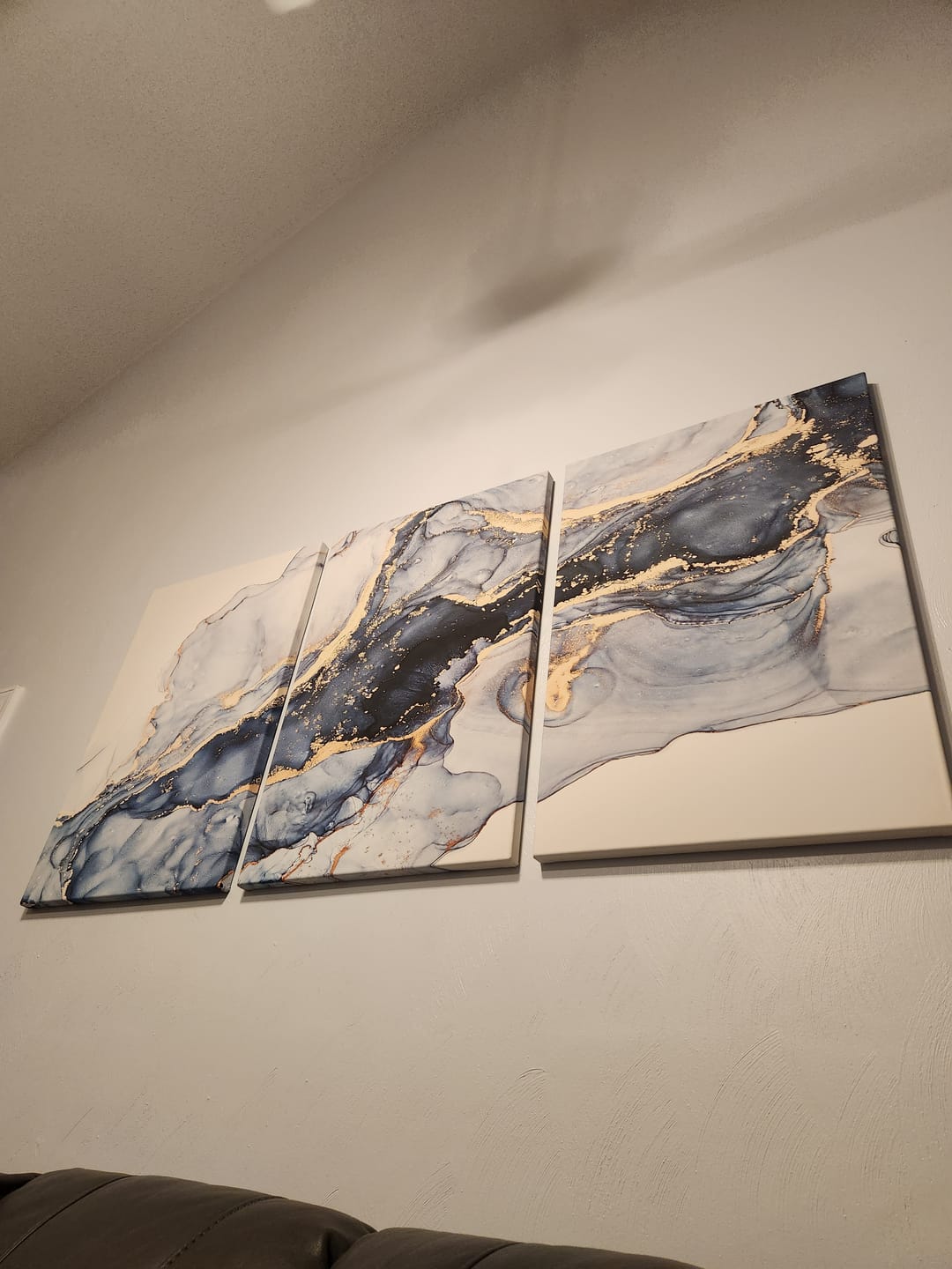 Customer photo review of Blue Large Abstract Canvas Wall Art Print Abstract Art Fluid Effect Marble Wall Art
