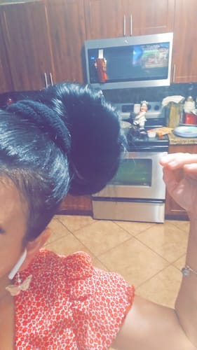 Customer photo review of Full Shine 100% Human Hair Ponytail Extensions Jet Black (#1)