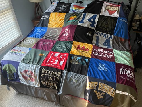 T-shirt quilt featuring west virginia university by John W from NC