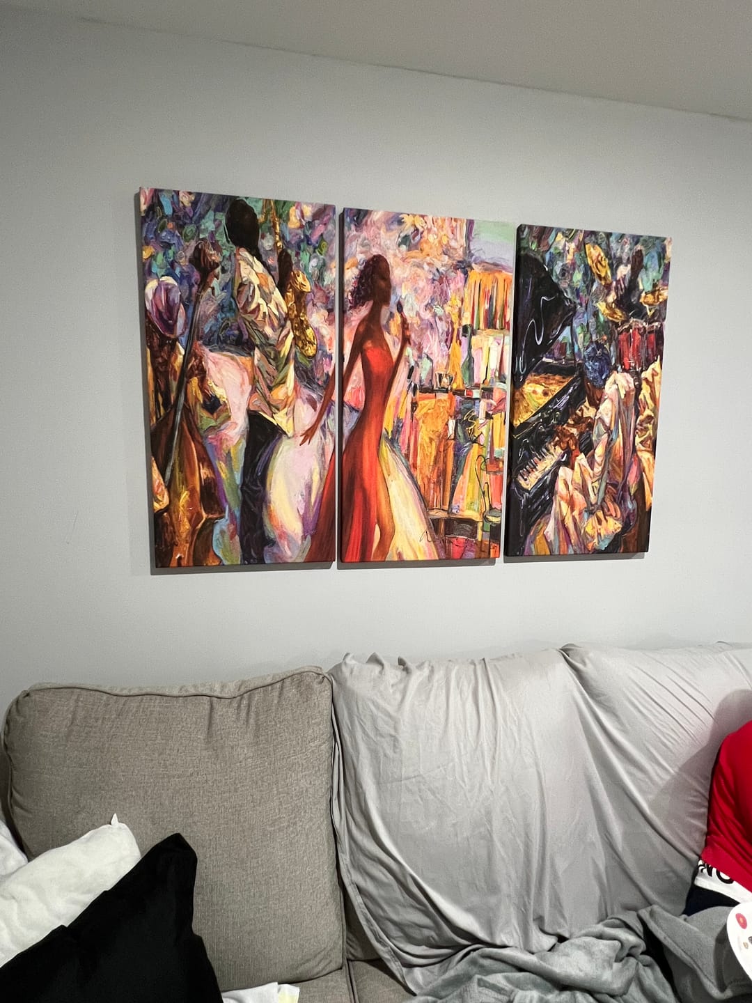 Customer photo review of Abstract Afro American Jazz  Musician Wall Art Canvas Print