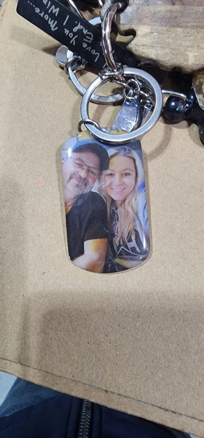 Customer photo review of I Promise To Be - Personalized Engraved Stainless Steel Keychain