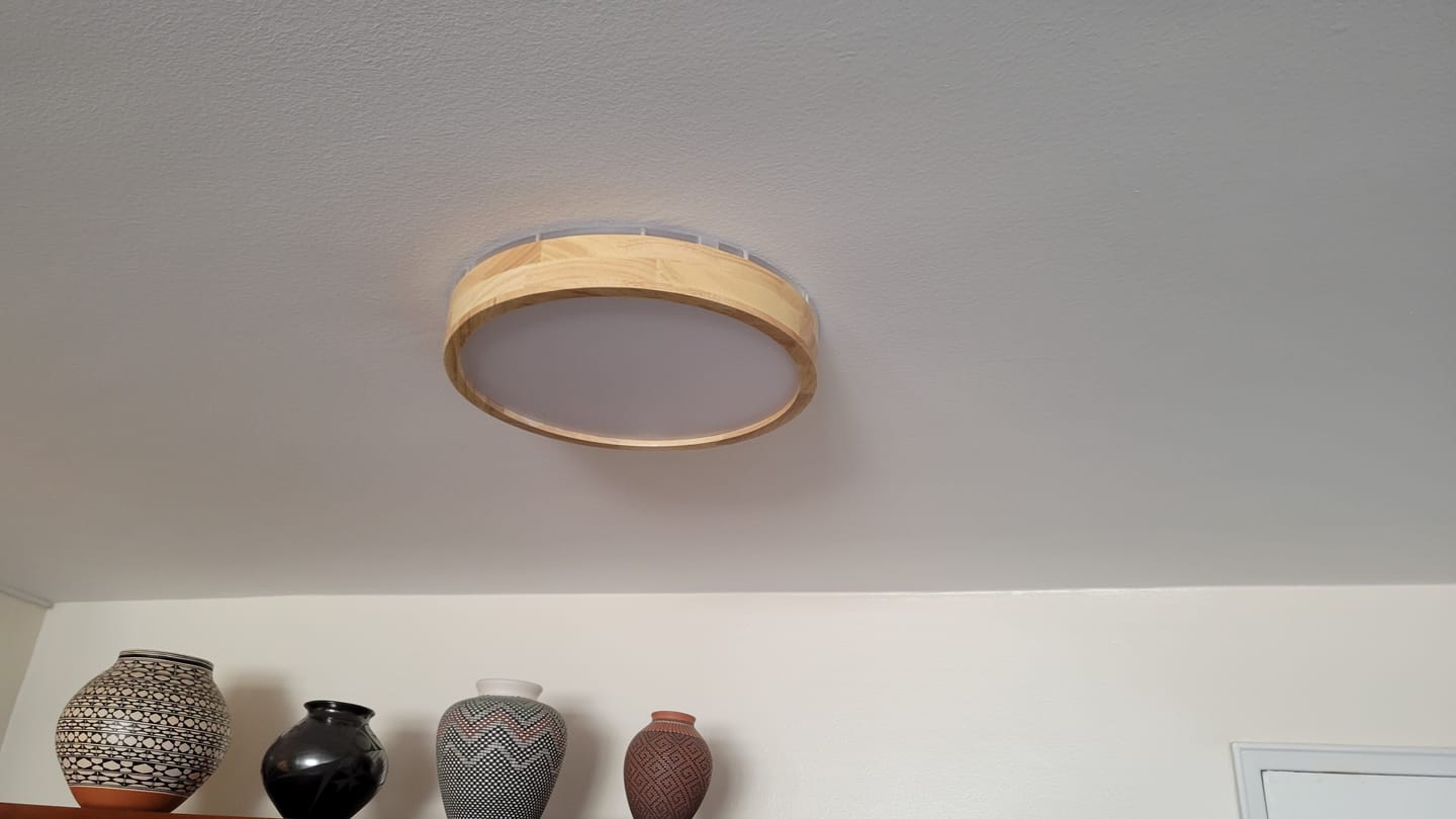 Customer photo review of Scandinavian Dimmable Wood LED Flush Mount Light