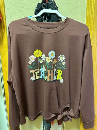 Customer photo review of Flowers Teacher DTF Transfer