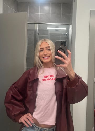 Customer photo review of 'Dumb Blonde' baby tee