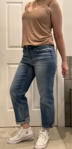 Customer photo review of Flying Monkey Mid Rise Straight Leg Jean