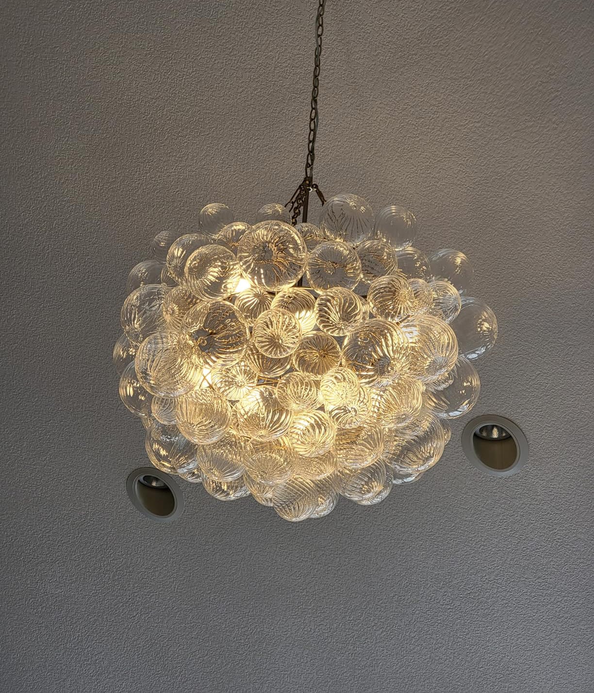 Customer photo review of Contemporary Clear Ribbed Bubble Chandelier