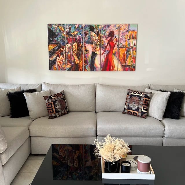 Customer photo review of Abstract Afro American Jazz  Musician Wall Art Canvas Print