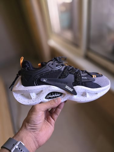 Customer photo review of Singalmaha Black Chunky Sole Designer Premium Sneakers