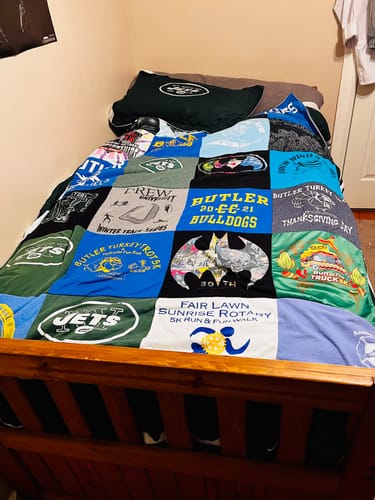 T-shirt quilt featuring butler bulldogs, new york jets by Debra from NJ