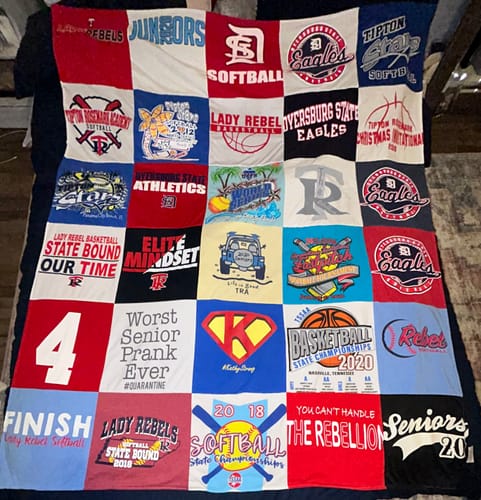 T-shirt quilt featuring lyversburg state eagles, lady rebels by Abby  from TN