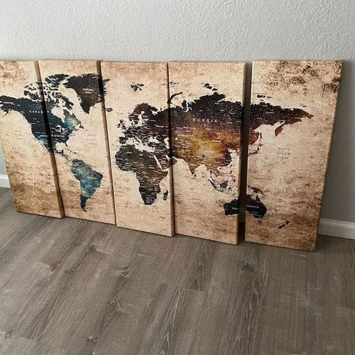 Customer photo review of World Map Canvas Print, Map Push Pin Canvas Print