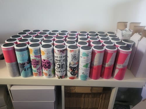 Customer photo review of Case of 25Pack 20 oz Sublimation Tumblers Blank Straight Skinny bulk for Heat transfer, Double Wall Insulated Tumbler with Lids