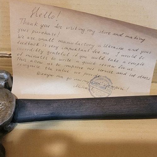 Customer photo review of Square Circle Rounding Hammer for blacksmith masters