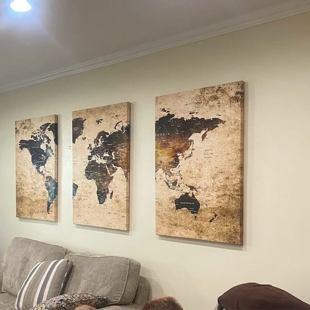 Customer photo review of World Map Canvas Print, Map Push Pin Canvas Print