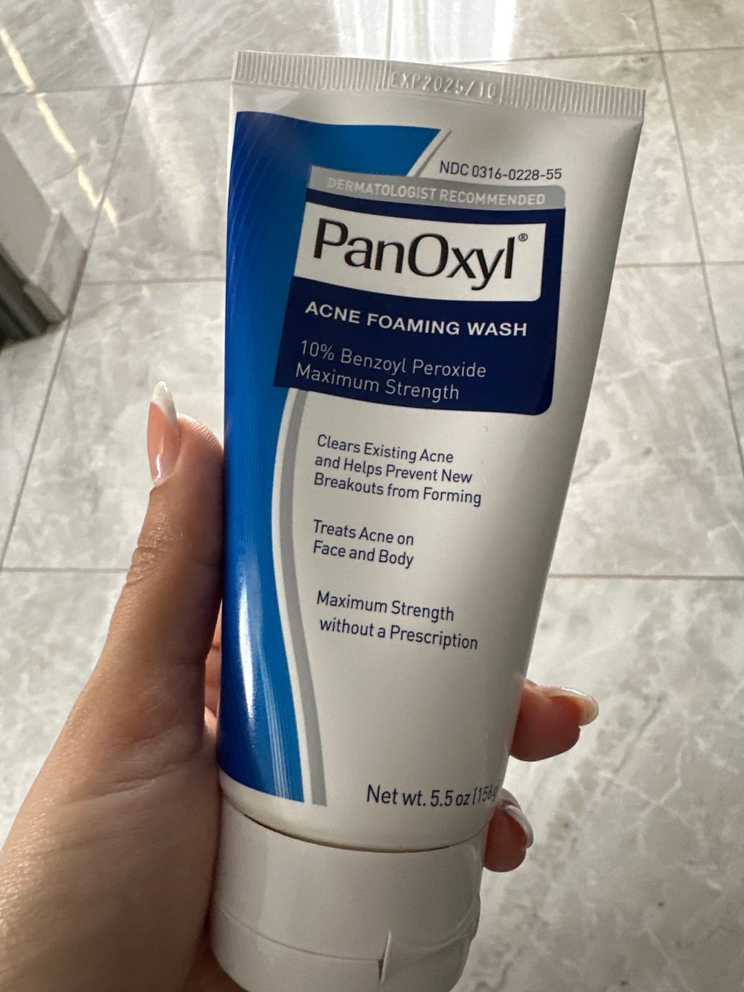 Customer photo review of PanOxyl Maximum Strength Antimicrobial Acne Foaming Wash for Face