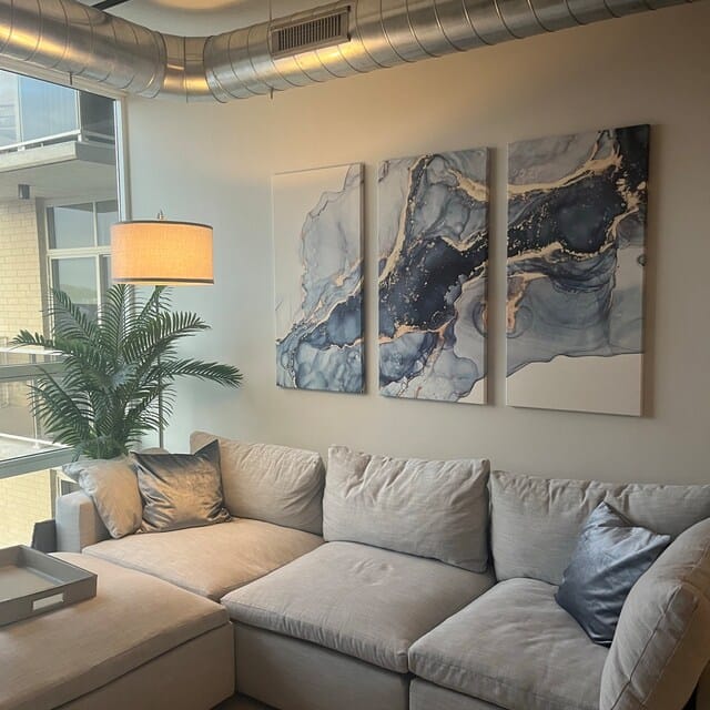 Customer photo review of Blue Large Abstract Canvas Wall Art Print Abstract Art Fluid Effect Marble Wall Art