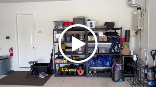 Customer video review of REIBII 5-Tier 48.4"W x 72"H Garage Shelving, 3000LBS Adjustable Metal Storage Shelves for Warehouse, Basement & Industrial