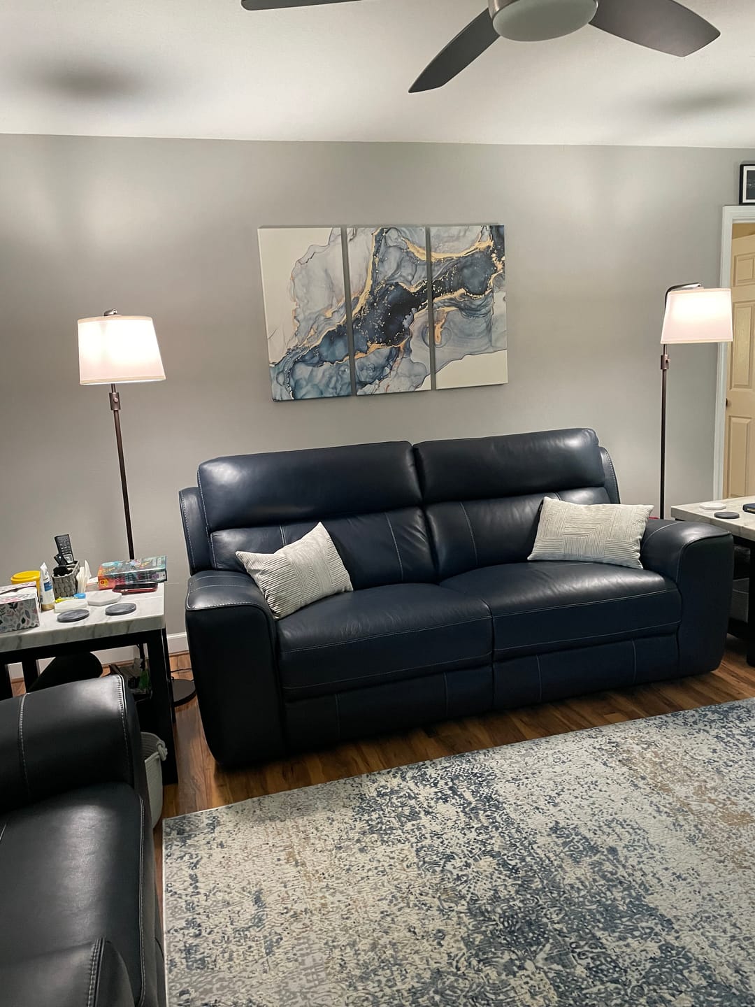 Customer photo review of Blue Large Abstract Canvas Wall Art Print Abstract Art Fluid Effect Marble Wall Art