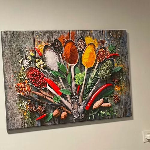 Customer photo review of Spoonful of Spices Large Cooking Wall Art Canvas Print Kitchen Artwork