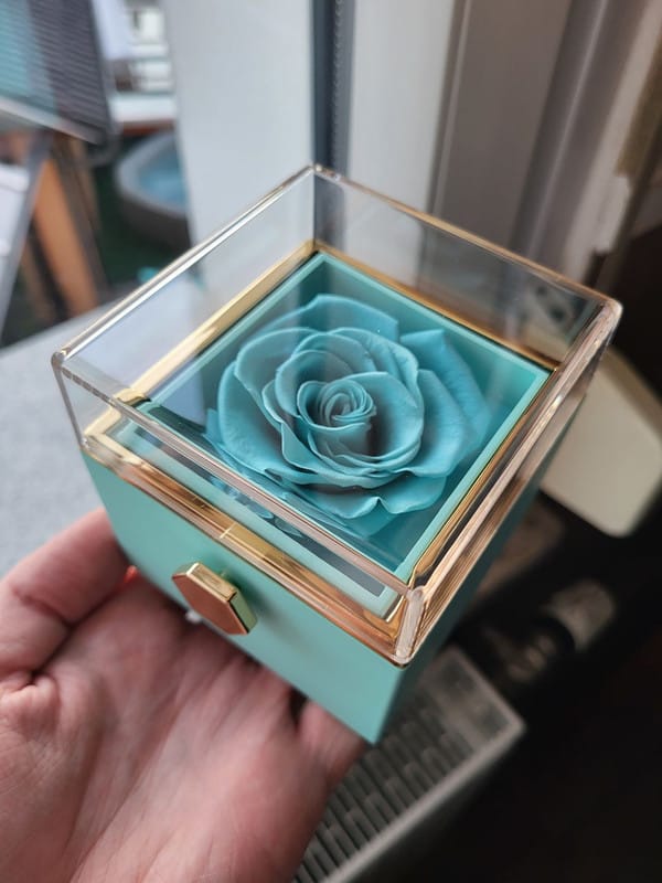 Customer photo review of De Eeuwige Roos Box - Met Gepersonaliseerde Ketting & Echte Roos