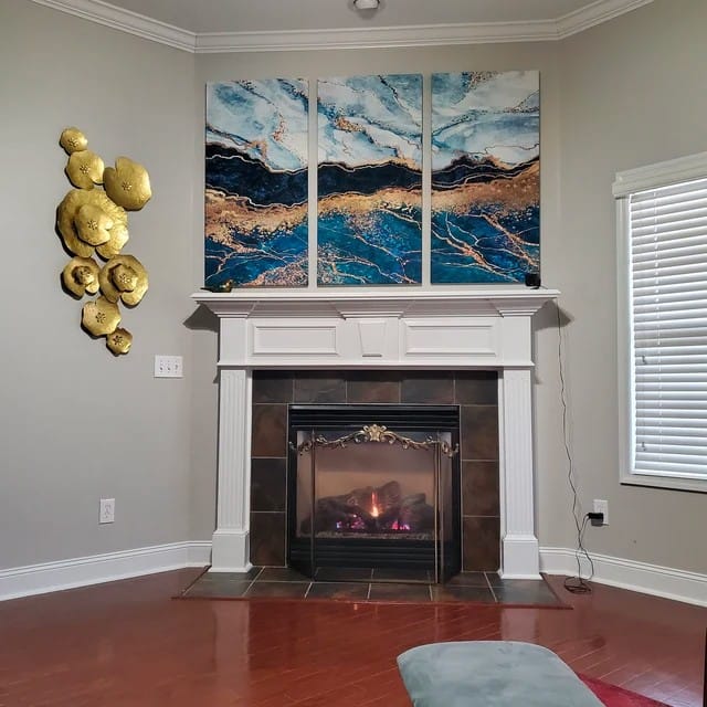 Customer photo review of Blue Marble Fluid Effect Large Wall Art Modern Abstract Canvas Wall Art Print