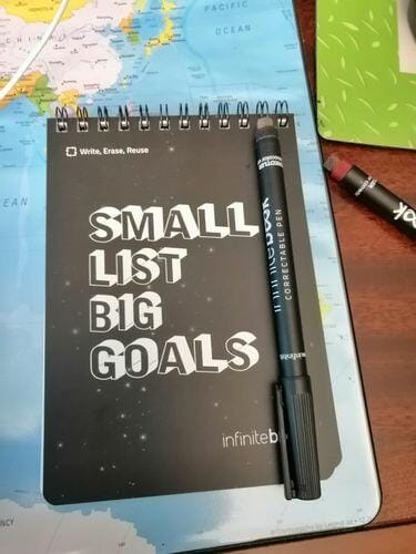 Customer photo review of Infinitebook Small List Big Goals A6