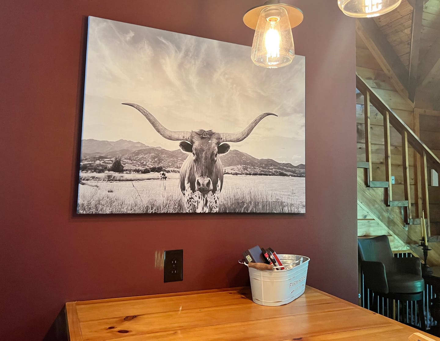 Customer photo review of Big Horn of Cow Wall Art Canvas Print