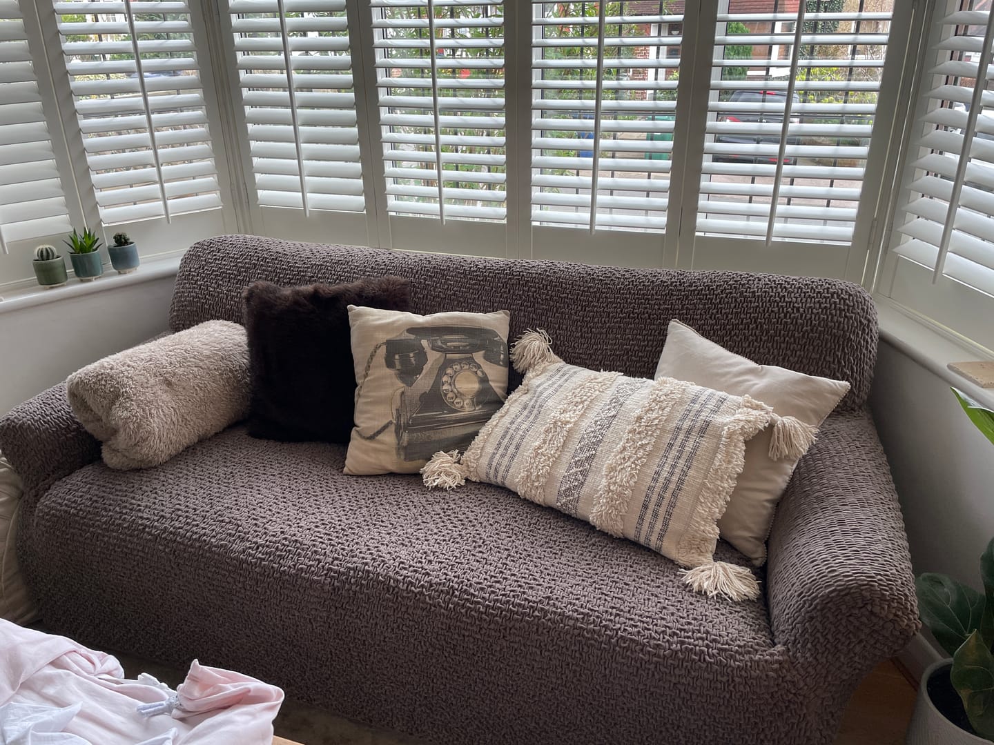 Customer photo review of 3 Seater Sofa Cover - Brown, Velvet Collection