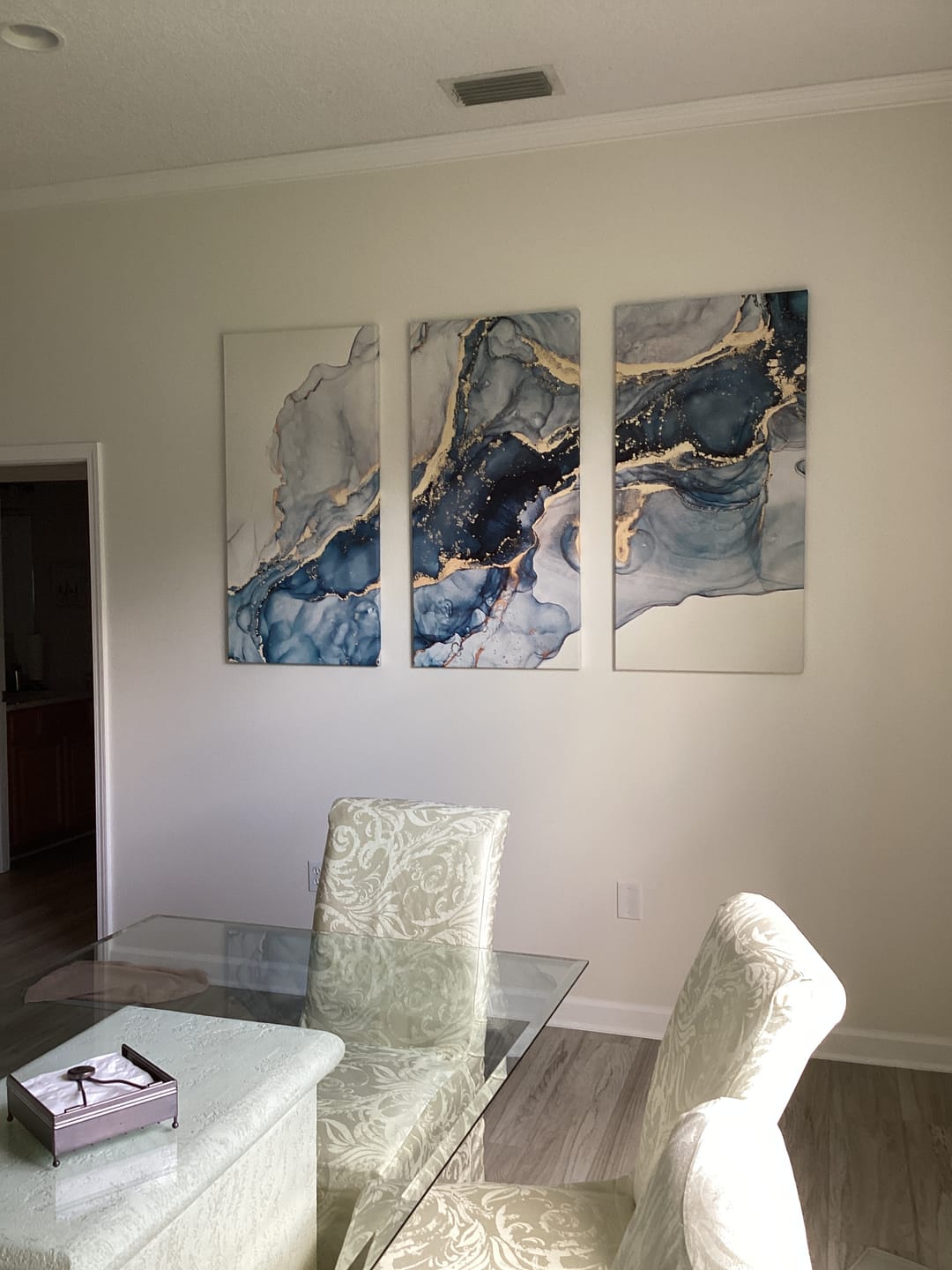 Customer photo review of Blue Large Abstract Canvas Wall Art Print Abstract Art Fluid Effect Marble Wall Art