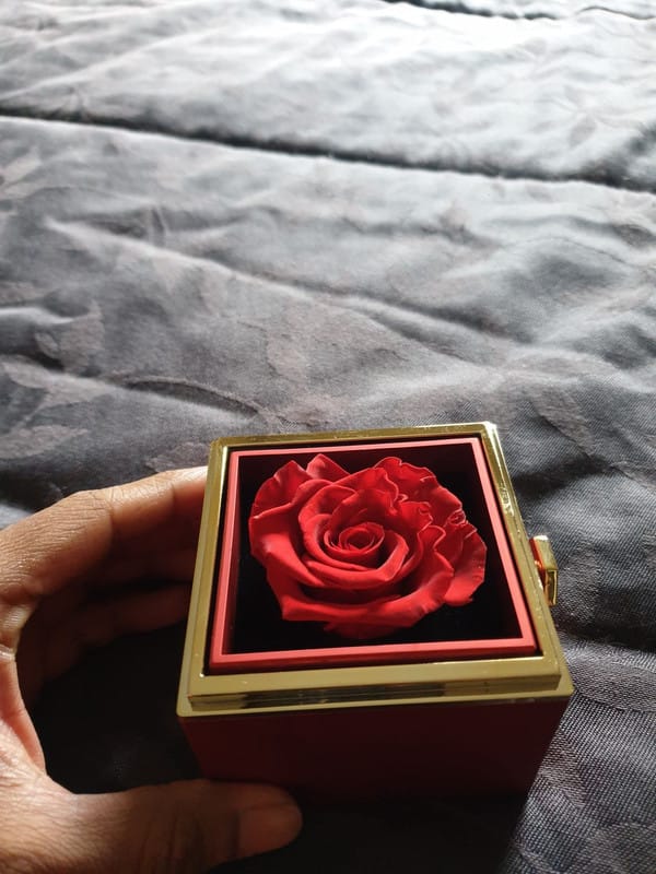 Customer photo review of Eeuwige Roos Box - Met Gepersonaliseerde Ketting & Echte Roos