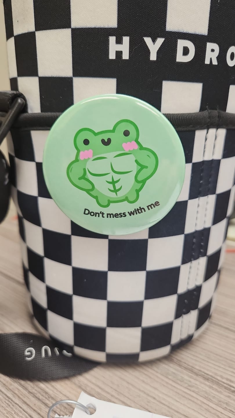 Customer photo review of Don't Mess With Me Button Badge