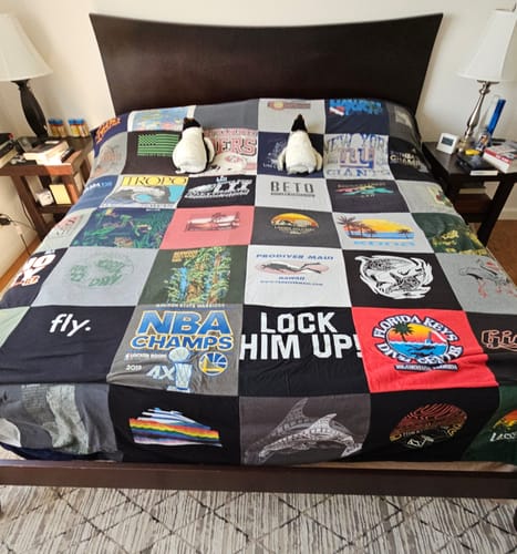 T-shirt quilt with sports, politics themes by Mark from CA
