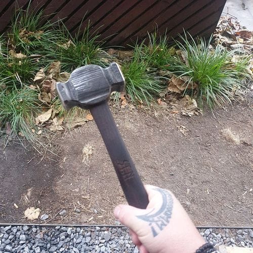 Customer photo review of Square Circle Rounding Hammer for blacksmith masters