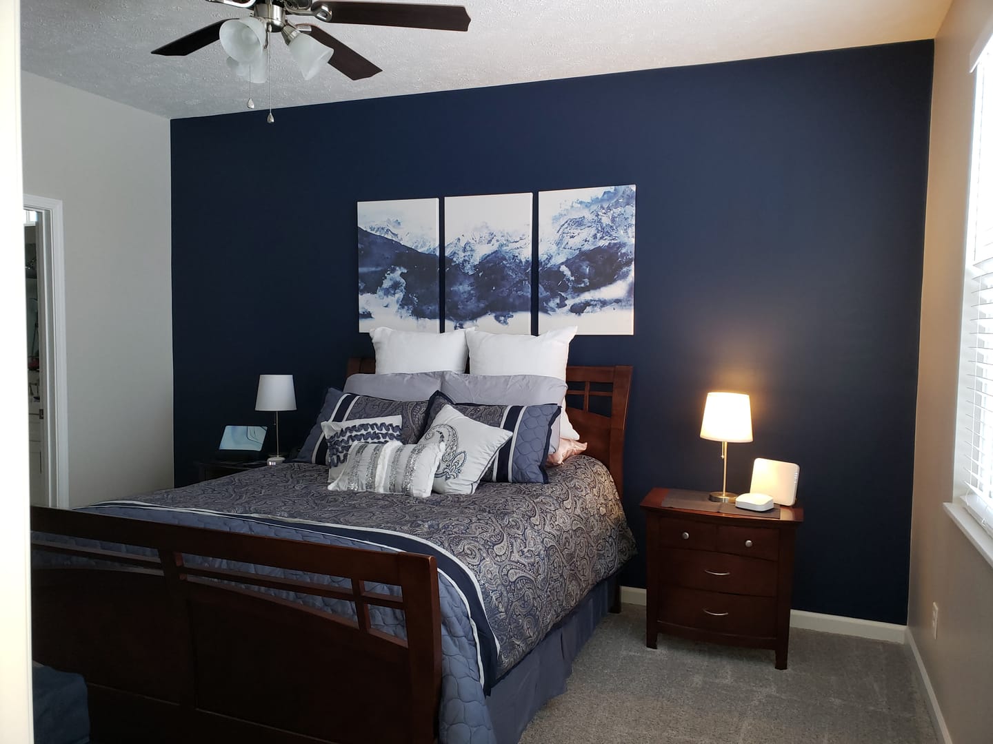 Customer photo review of Dark Blue Abstract Mountain Large Wall Art Canvas Print
