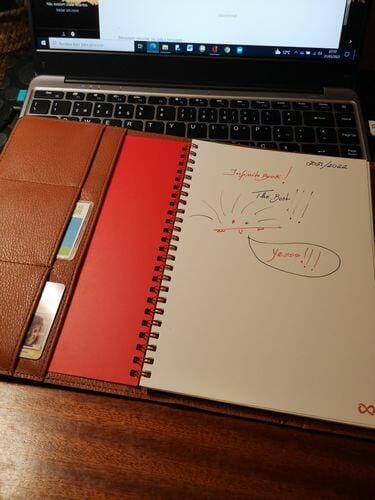 Customer photo review of Blue Leather Notebook Cover