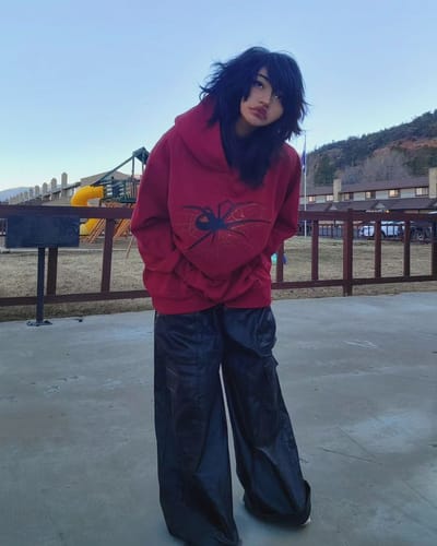 Customer photo review of NEV Spider Hotfix Rhinestones Print Hoodie