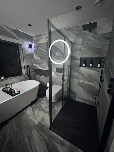 Customer photo review of ShowerWorx Atlantic Matt Black 1200 x 900mm Sliding Shower Enclosure - 6mm Glass