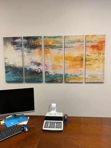 Customer photo review of Modern Abstract Wall Art Canvas Print for Living Room Home Office Decoration